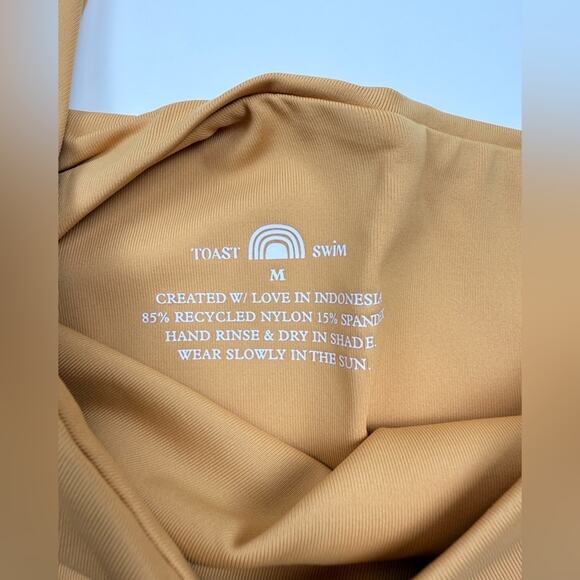 NWT Free People x Toast Signature One Shoulder Crop Bikini Top Sandstone Tan Med - Picture 2 of 5